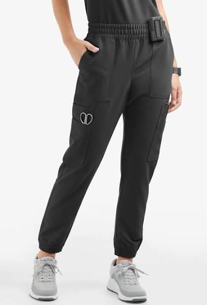 Movement by Butter-Soft Cephei Women's 11-Pocket Jogger Scrub Pants - Petite in Black | Size L Polyester/rayon/spandex