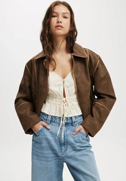 Cotton On Women - GIA Jacket - Brown Size - S/M Women