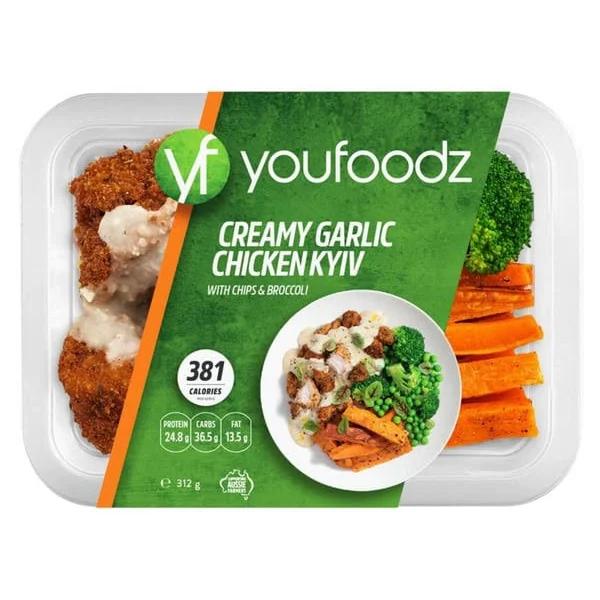 Youfoodz Creamy Garlic Chicken Kyiv With Chips & Broccoli 312g