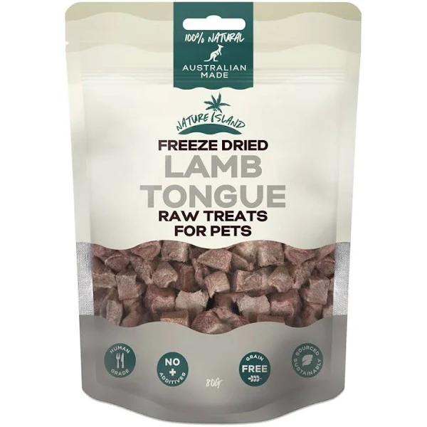 Nature Island Freeze Dried Lamb Tongue Raw Treats 80g for Pets