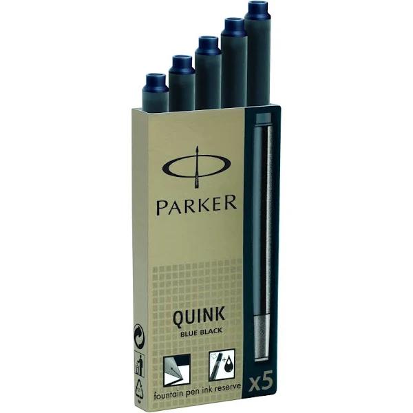 Parker Quink Fountain Pen Cartridge Blue Black Set 5pce