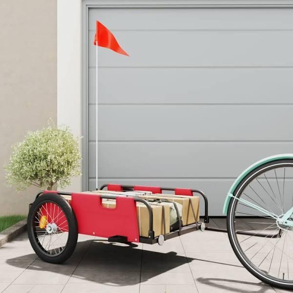 Cargo Bike Trailer Red Oxford Fabric and Iron