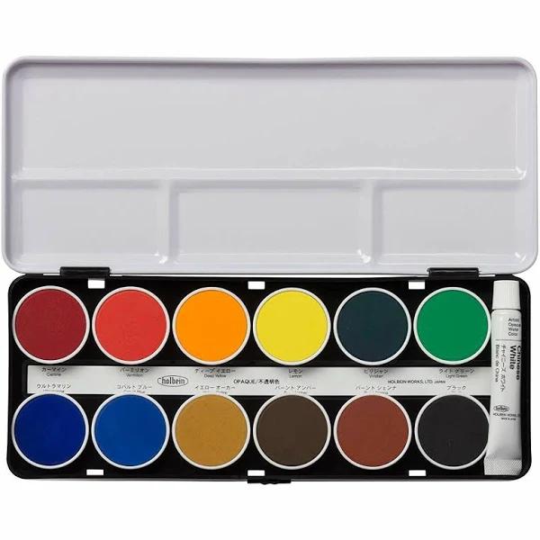 Holbein Solid Watercolor Paint Opaque Cake Color 12 Color Set C030 Diameter 30mm