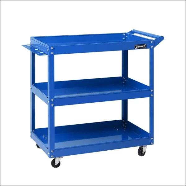 Tool Cart 3 Tier Parts Steel Trolley Mechanic Storage Organizer - Blue