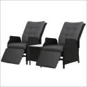 Gardeon Recliner Chairs Sun Lounge Setting Outdoor Furniture Patio Wicker Sofa