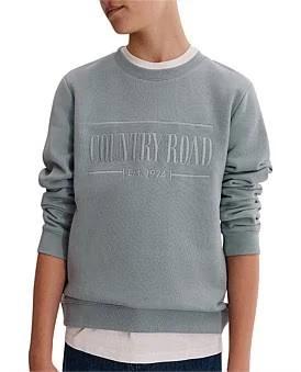 Country Road Teen Verified Australian Heritage Sweat Top Steel Blue in Size 8 | 100% Cotton