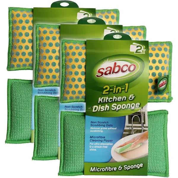 Sabco 2 in 1 Kitchen & Dish Cleaning Sponge 6pc