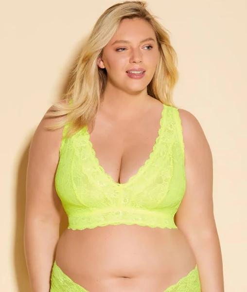 Cosabella Women's Never Say Never Ultra Curvy Plungie Longline Bralette, Yellow, Xsmall, Lace Bralette