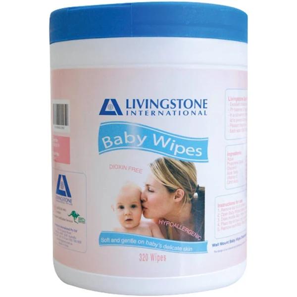 Livingstone Baby Wipes, Mild Scent, 20 x 13 cm, 320 Wipes/Tub