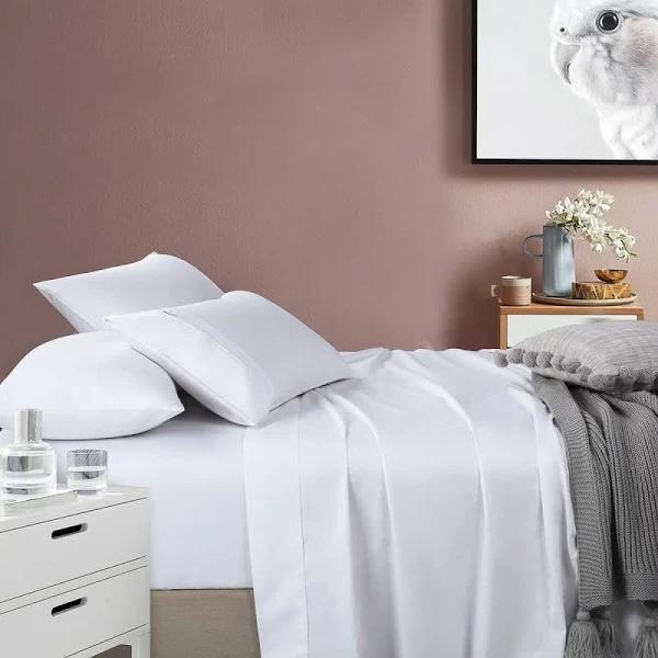 400 Thread Count Queen Bed Extra Depth Sheet Set White Allura Linen Hotel