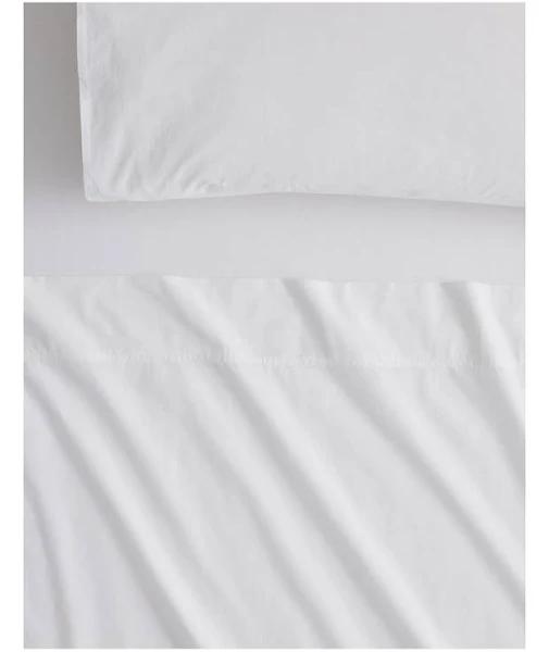 Sheridan Bayley Washed Percale Sheet Set in White QS Set 40cm