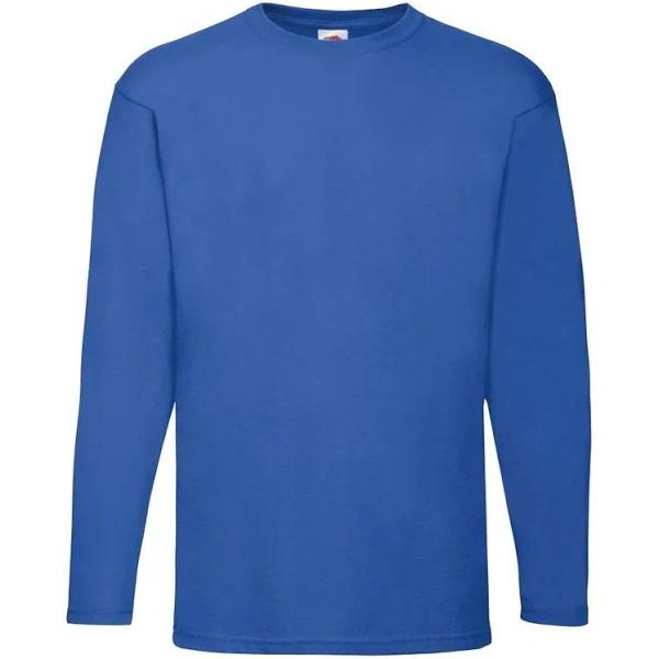 Fruit of The Loom Mens Valueweight Crew Neck Long Sleeve T-Shirt Royal 2XL