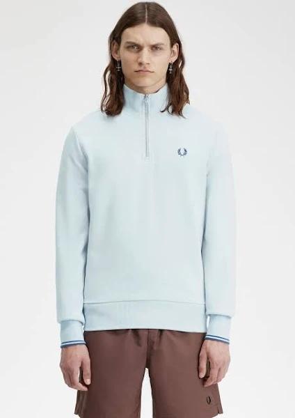 Fred Perry Half Zip Sweatshirt - Light ICE/MIDNIGHT Blue XL