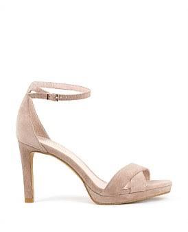 David Jones Edward Meller Santo90 Asymmetrical Platform Sandal in Nude Suede, Size 38 EU