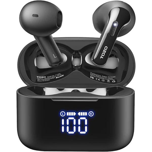 TOZO Tonal Fits(T21) Earbuds Wireless Earbuds Bluetooth Headphones With Led Digital Display, Dual Mic Call Noise Cancelling With Wireless Charging