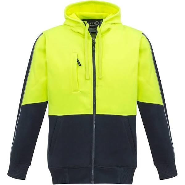 Syzmik Unisex Hi Vis Full Zip Hoodie (ZT485) 4XL / Yellow/Navy