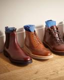 Men's Leather Brogue Boots - Dark Tan Brown by Charles Tyrwhitt