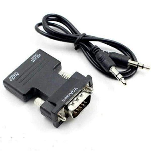 BatteryMate VGA To HDMI Male To Female Video Adapter Cable Converter with Audio HD 1080p