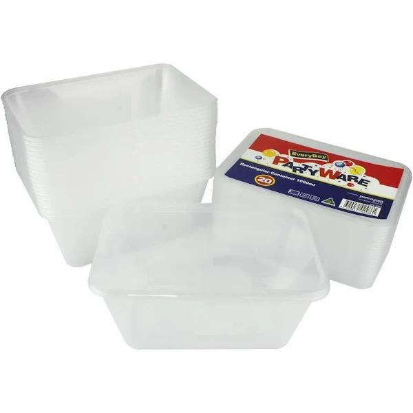 Pack of 20 Plastic Food Containers with Lids Catering Takeaway BBQ 1000ml