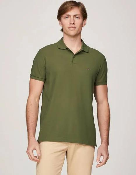 Tommy Hilfiger IMR Pique Structure Reg Polo in Utility Olive, Size M