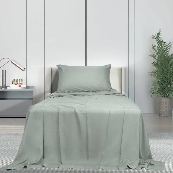 Dreamz Fitted Sheet Set Pillowcase Bamboo Single Grey Summer 3pcs