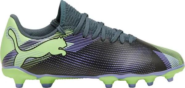 Puma Future 7 Play FG/AG Junior Firm Ground Soccer Cleat Gray Skies/Elektro Purple/Fizzy Apple/White - Size 6