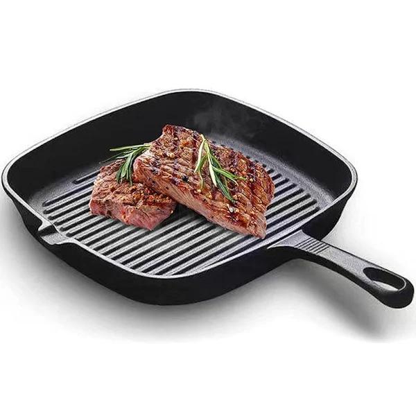 Pre-Seasoned Cast Iron Griddle Skillet Frying Pan, Steak Frying Pan For Stove Top, Camping and Barbecue