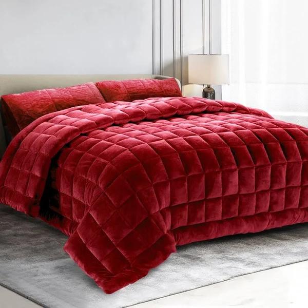 Giselle Faux Mink Plush Quilt Queen King Super King Comforter Throw Rug - Earn Everyday Rewards, AfterPay Available