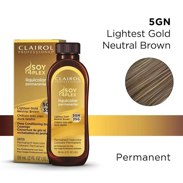 Clairol Soy4Plex Liquicolor Permanent Hair Color - 5gn/35g - Lightest Gold Neutral Brown - 2oz