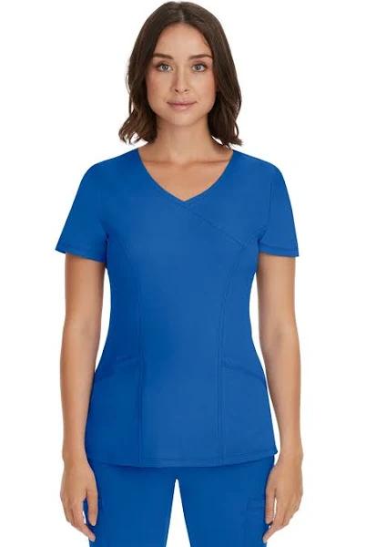 HH Works by Healing Hands Madison Mock Wrap Scrub Top - XS - Royal