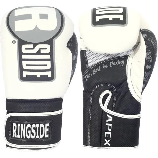 Ringside Apex Boxing Training Bag Gloves, White/Black, S/M