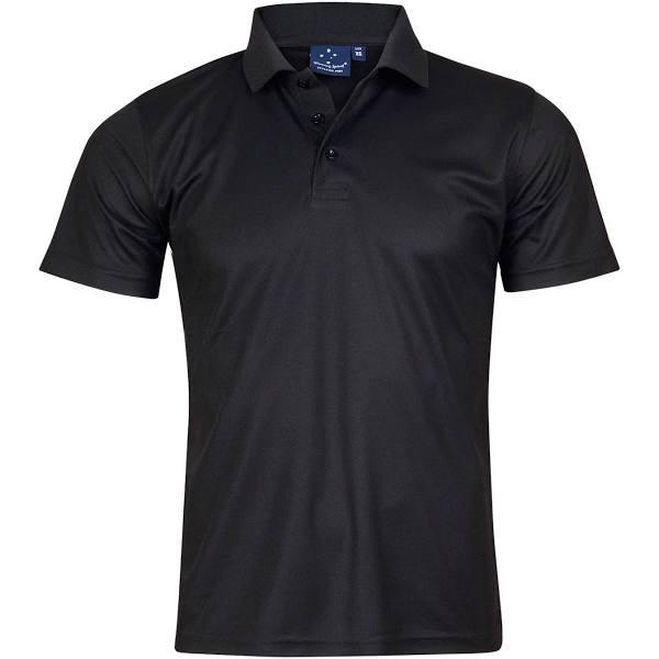 Vine | Mens Plain CoolDry Short Sleeve Polo Shirt Black S