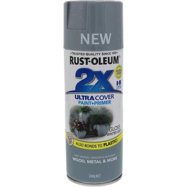 Rust Oleum 2x Ultra Cover Gloss Spray, Winter Grey, 340 G