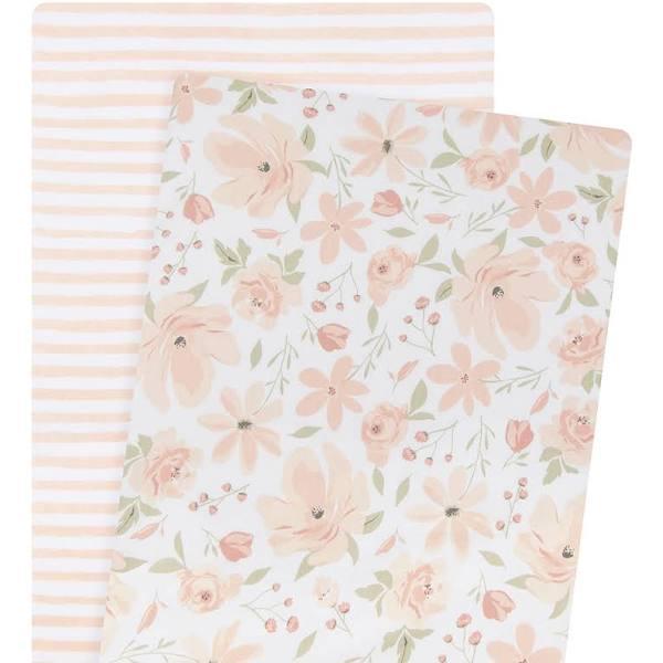 Lolli Living Bedside Bassinet Fitted Sheet Meadow 2pk