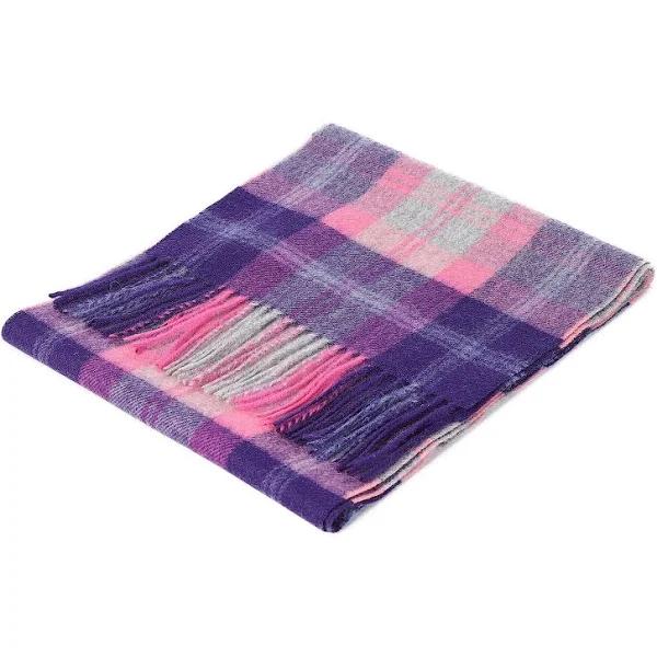 Edinburgh 100% Lambswool Tartan Scarf Baird Check Fuschia One Size