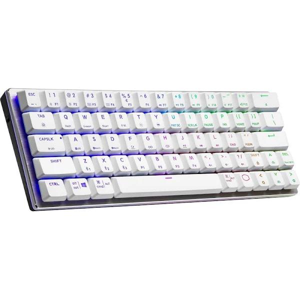 Cooler Master SK622 Hybrid Wired & Wireless RGB Low Profile 60% White Mechanical Keyboard - Red