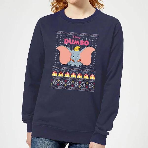 Disney Classic Dumbo Women's Christmas Jumper - Navy - L