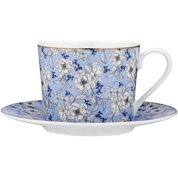 Ashdene Vintage Floral - Dusty Blue Cup & Saucer