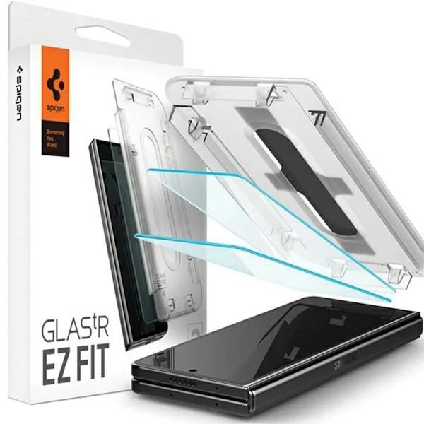 SPIGEN Galaxy Z Fold 5 Front Screen Protector, 2023 Genuine Tempered EZ Fit 9H Slim Glass 2 Pcs Cover For Samsung - Clear