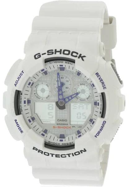 Casio Mens G Shock Watch GA100A-7A Analog/Digitial White B