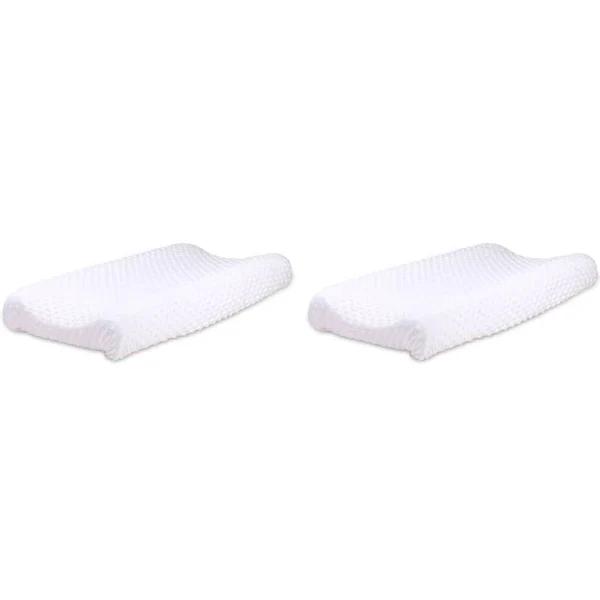 2x Little Haven Infant Polyester Change Pad Cover Sleeve Dot Velour 81cm White