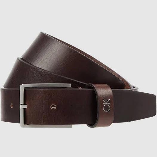 Calvin Klein - Men's Brown Leather Belts - Formal 3.5cm Belt - Size 105cm at The Iconic