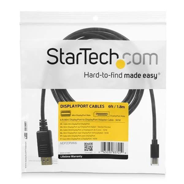 StarTech.com 6 Ft Mini DisplayPort to DisplayPort 1.2 Adapter Cable M/M DisplayPort 4K