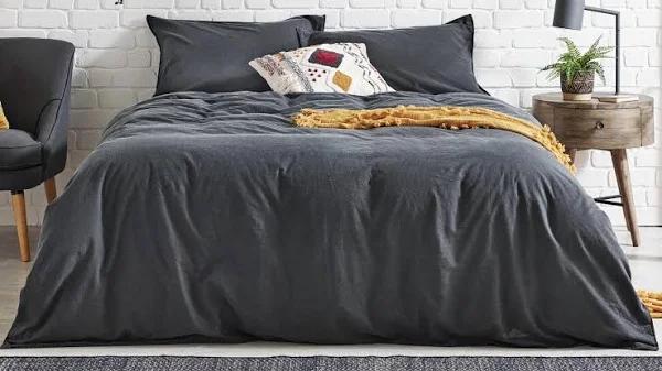 L'Avenue Henry Charcoal Quilt Cover Set - Single