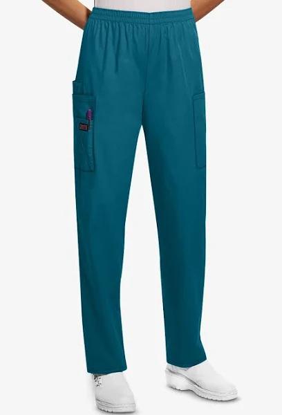 Cherokee Workwear Scrubs Women's Tall Elastic Utility Pants - M - Caribbean Blue