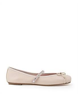 David Jones Edward Meller Emelio Ballet With Crystal Strap in Nude, Size 42 EU