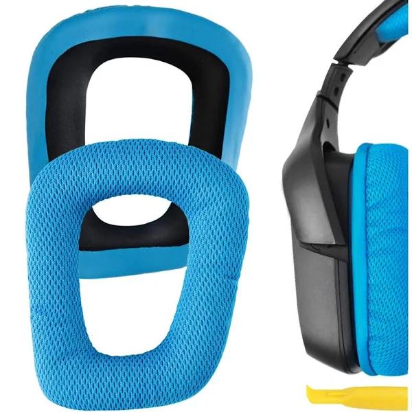 Geekria QuickFit Mesh Fabric Replacement Ear Pads For Logitech G930, G430, G432, G332, G35, F450 Headphones Ear Cushions, Headset Earpads, Ear Cups