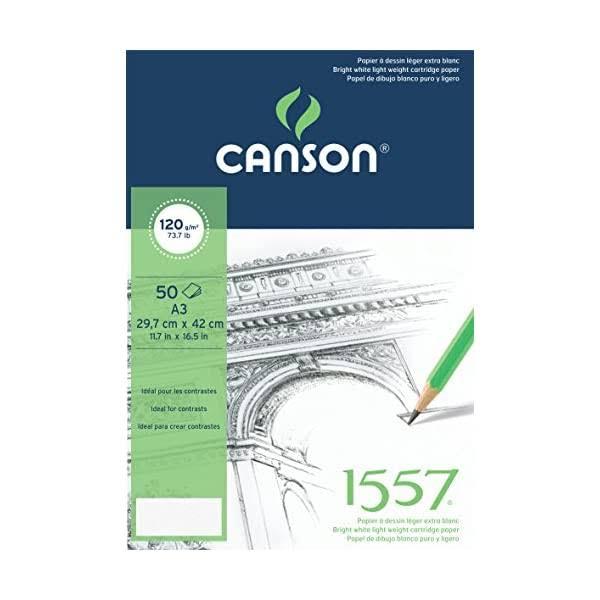 Canson 1557 - A3 Pad Including 50 Sheets of 120gsm White Cartridge Drawing Paper