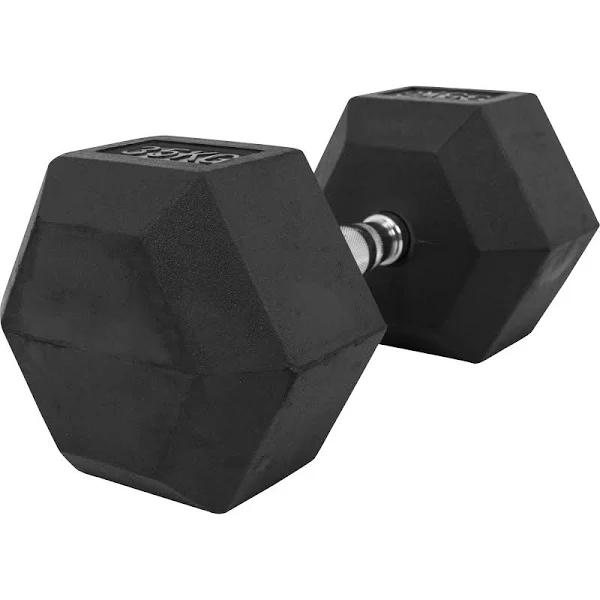 Gorilla Sports Premium Rubber Hex Dumbbell - 35kg