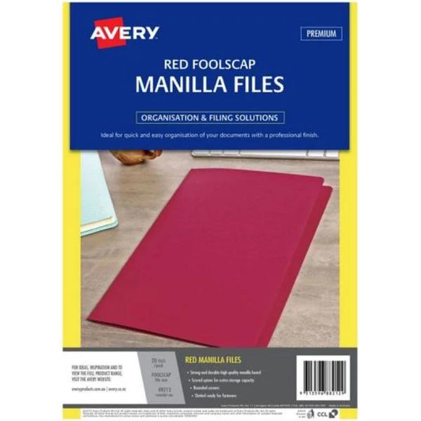 Avery Manilla Folder Foolscap 20 Pack - Red